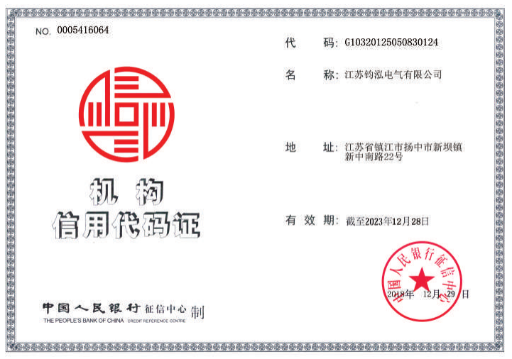 机构信用代码证